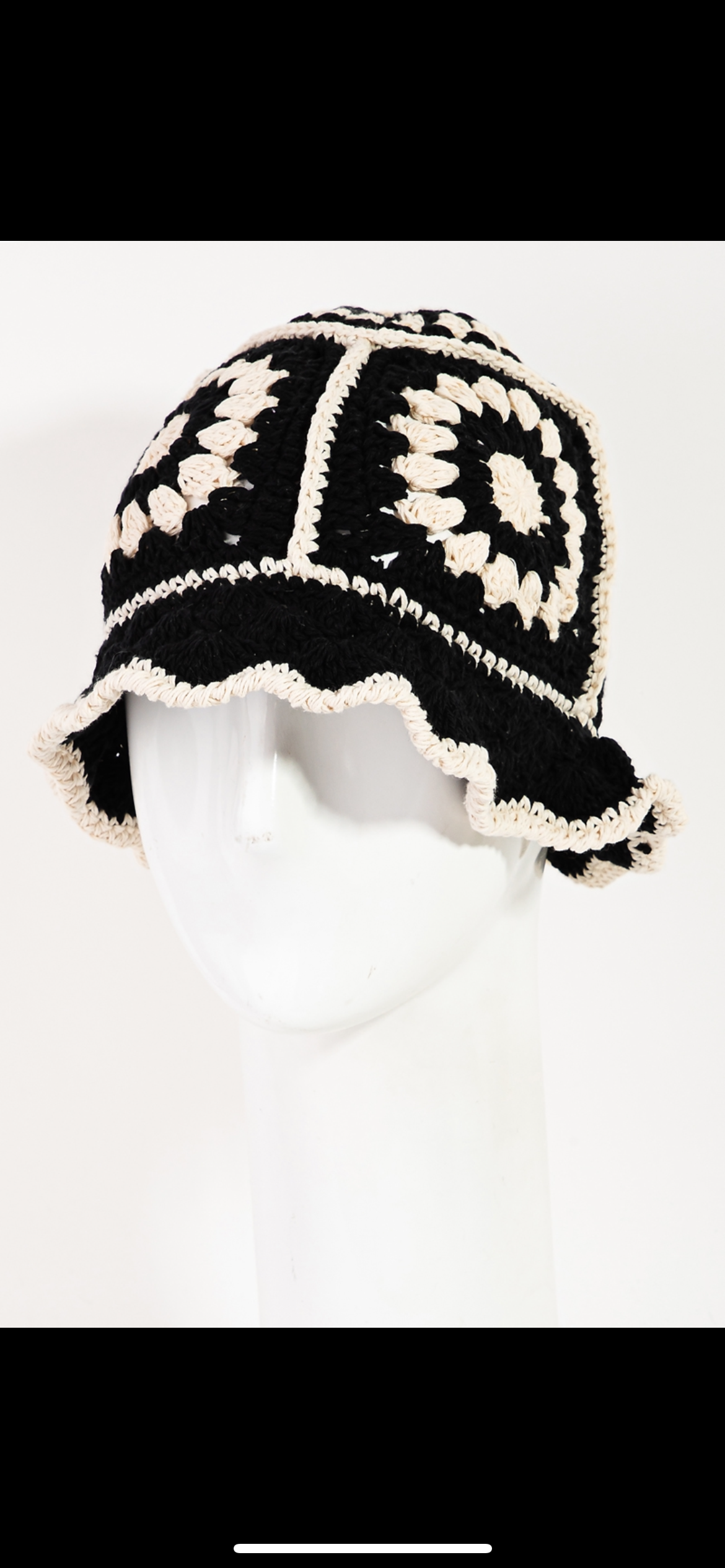 Pretty Collection Crochet Hats- Black/White