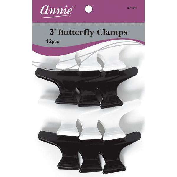 Annie 3" Butterfly Clamps (12 pcs)- Black and White Colors