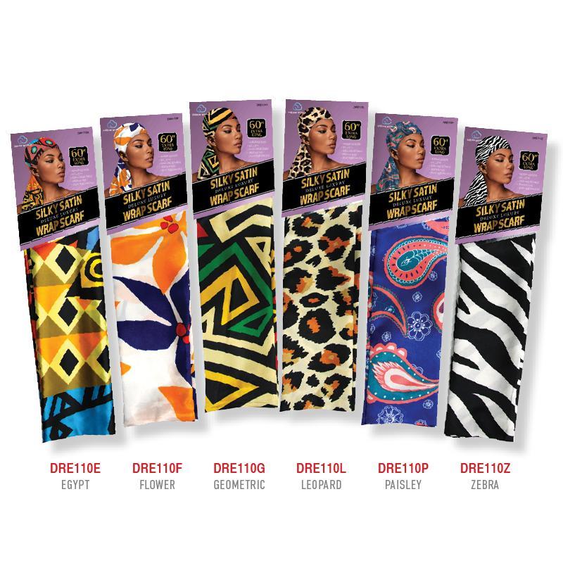 Dream World Silky Satin Wrap Scarf- 60" Extra Long (Assorted Colors)